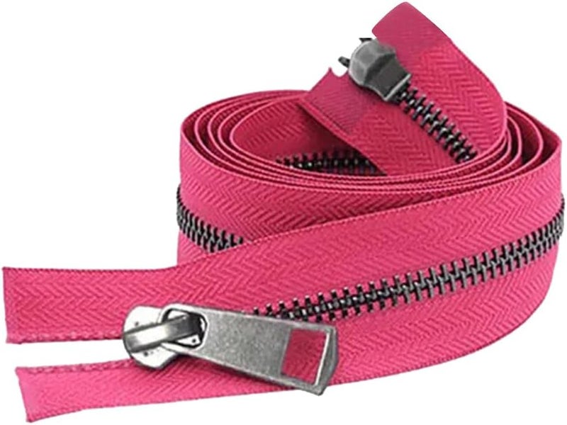 Jweemax 5 Open End Double Slider Two Way Separating Metal Zipper 15 74 Inch Rose Gunblack For DIY Crafts Sewing Jackets Handbags - Image 1